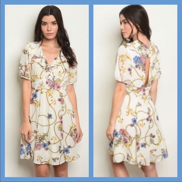 Available Dresses & Skirts - Boutique dress empire waist puff sleeves floral size Small